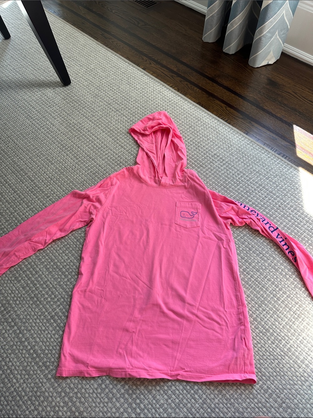 Vineyard Vines Girls' Bright Pink Hooded Long Sleeve Tee